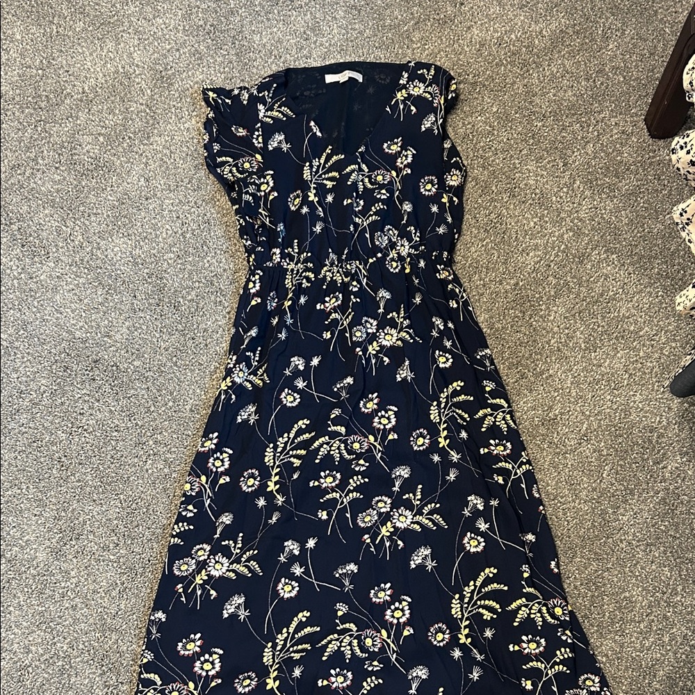 LOFT Dark Blue Floral Maxi Dress